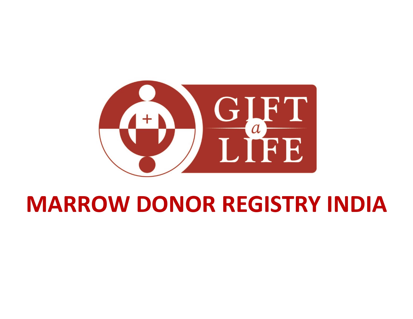Marrow Donor Registry India logo describes a healthy adult holding hands of a recipient cancer patient offering hope by donating stem cells