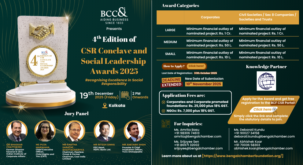 4th Edition of BCC&I CSR Conclave & Social Leadership Awards, Kolkata.